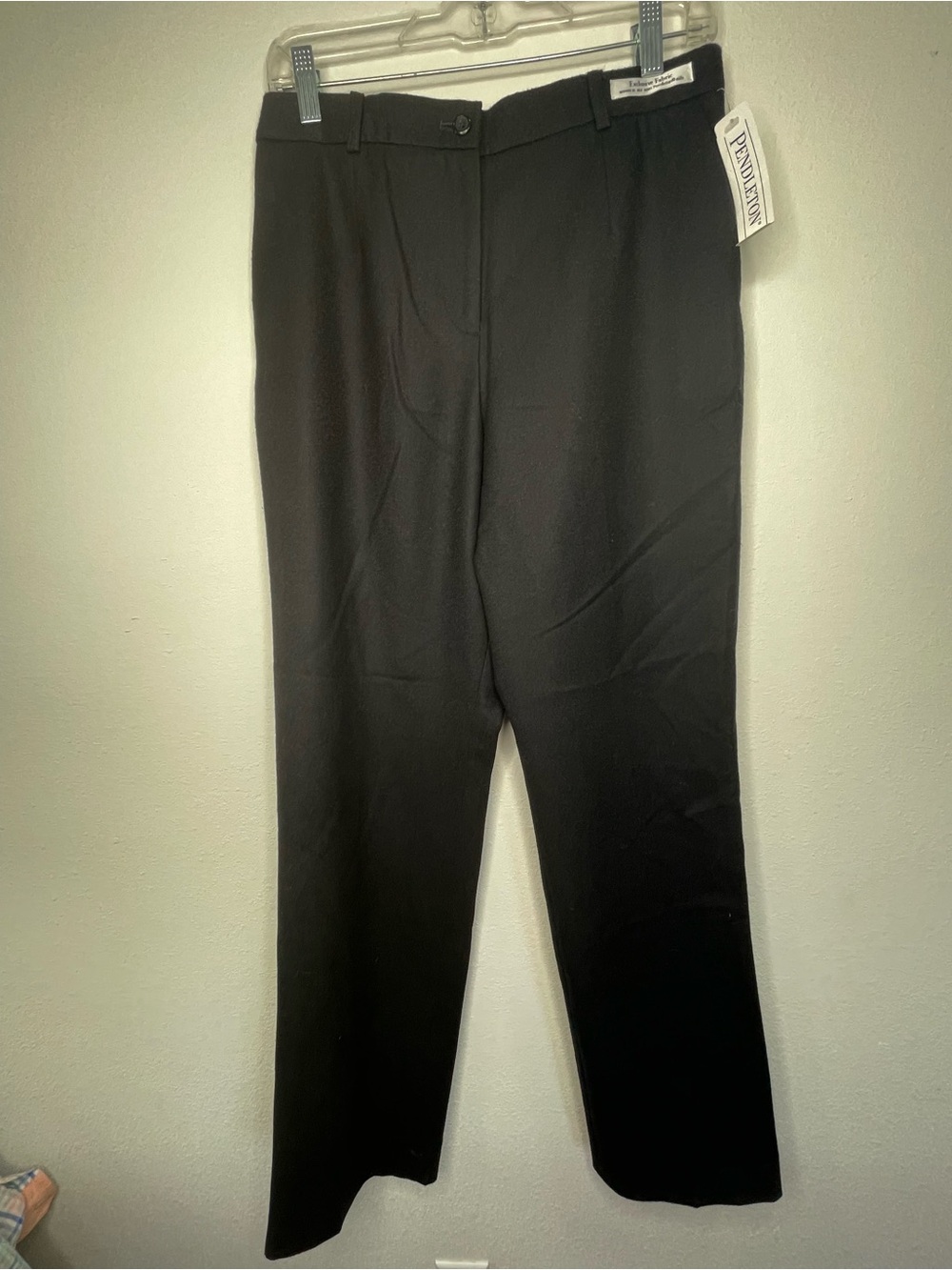 Pendleton Dress Pants Womens 6 Black Virgin Wool Stretch Classic Straight Leg